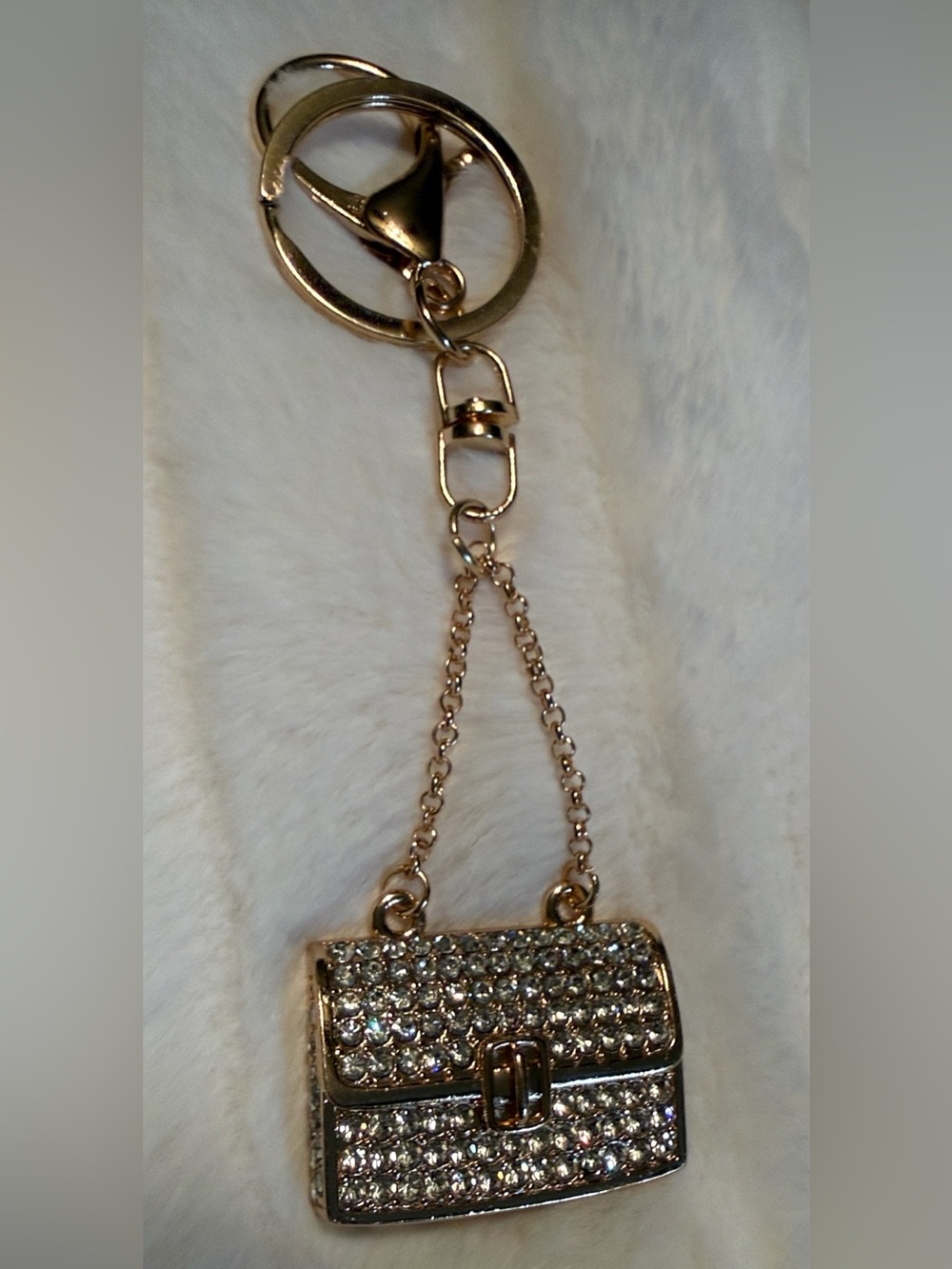 Crystal Pave Mini Purse Keychain - Gold - Picture 2 of 3